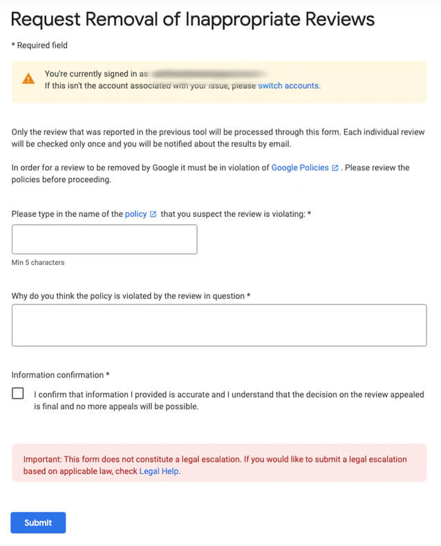 Fake Google Review